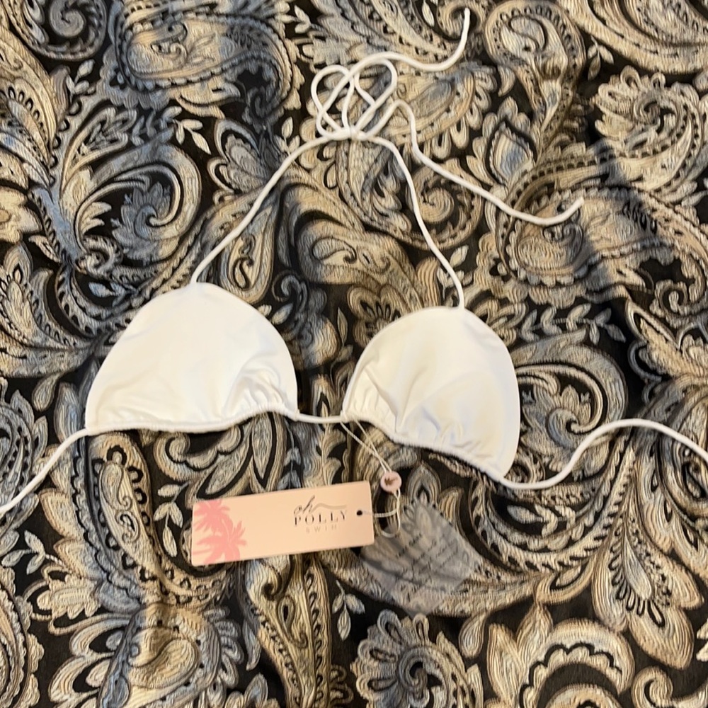 OhPolly white string bikini top. Large